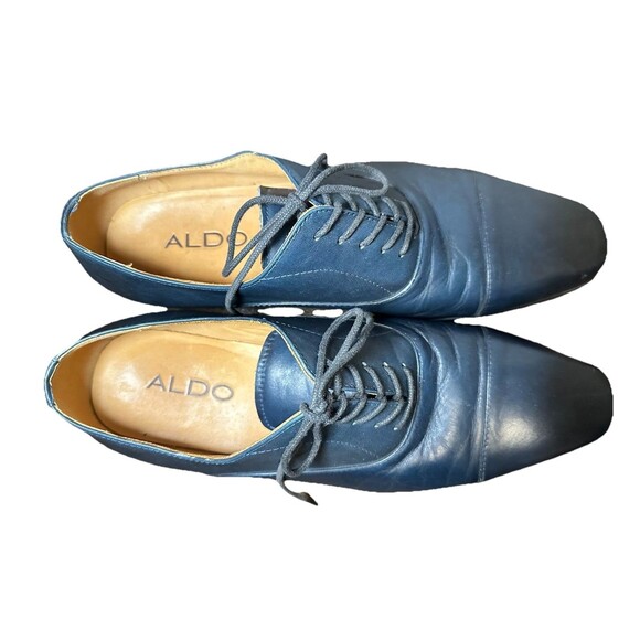 ALDO Blue Leather Dress Shoes Oxfords Classic Men's Lace Up SIZE 8 - Picture 7 of 15